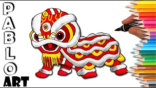 How to Draw Lion Dances at Chinese New Year 2021 新年快乐  | step by step