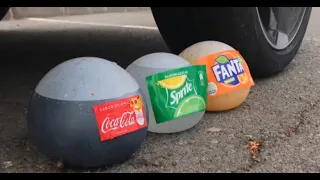 Crashing Crunchy soft things by Car! Experiment Car vs Coca Cola, Fanta, Sprit