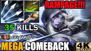 Crazy Multishot Damage Drow Ranger 35 Kills Rampage!!! Epic Mega Comeback Dota 2 Pro Rank Gameplay