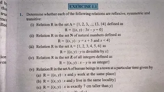 EX 1.1 Q1 TO Q5 SOLUTIONS OF RELATIONS AND FUNCTIONS NCERT CHAPTER 1 CLASS 12th(PART1)