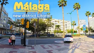 Malaga - new district Litoral. 4K Walk tour Spain. Costa del Sol