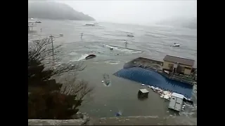 3/11/2011 Tsunami Hitting Onagawa (Compilation)