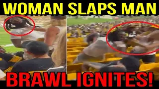 Woman Slaps Man At Steelers Game Igniting Brawl!