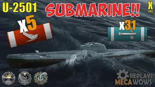 SUBMARINE U-2501 5 Kills & 195k Damage | World of Warships Gameplay