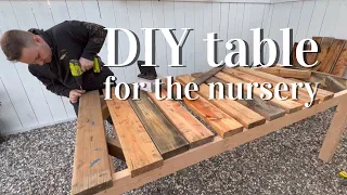 DIY outdoor table for the nursery 🪴🌱 || #outdoorfurniture #diyprojects #plantnursery