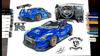 Drawing Nissan GTR R35-Liberty Walk, speed drawing by Andrii Iakivchuk-13/100