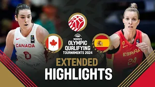 Canada 🇨🇦 v Spain 🇪🇸 | Extended Highlights | FIBA Women's OQT 2024