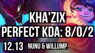 KHA'ZIX vs NUNU & WILLUMP (JNG) | 8/0/2, 2.3M mastery, Legendary, 400+ games | EUW Master | 12.13