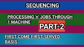 PART-2..SEQUENCING..FIRST COME FIRST SERVED BASIS..PROCESSING 'n' JOBS THROUGH 1 MACHINE...