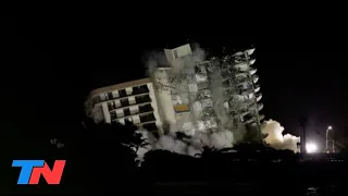 DERRUMBE EN MIAMI | El momento de la demolición de lo que quedaba del edificio que colapsó