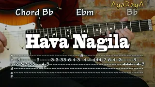 Hava Nagila - Tab & Chords, Surf Guitar lesson, como tocar, レッスン , урок, табулатуры