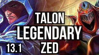 TALON vs ZED (MID) | 2.7M mastery, 1900+ games, Legendary, 13/3/10 | KR Master | 13.1