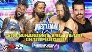 WWE Wrestlemania 38: The Usos vs Shinsuke Nakamura & Rick Boogs |SMACKDOWN TAG TEAM CHAMPIONSHIP|