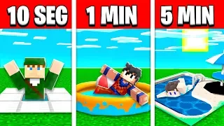 NOOB VS PRO: CONSTRUIR PISCINA EM 5 MINUTOS / 1 MINUTOS / 10 SEGUNDOS NO MINECRAFT!!