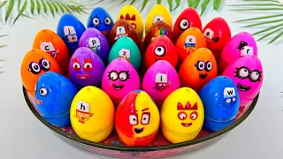 Numberblocks - Looking for Clay with Mini Dinosaur Egg Coloring | Most Satisfying Slime ASMR Video