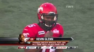 Kevin Glenn becomes CFL's 12th all time leading passer - September 14, 2012