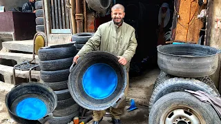 How a water bath tub are made from used old Tire