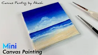 Sea Beach - Acrylic painting | Easy to Paint for Beginners | Acrylic painting on mini canvas