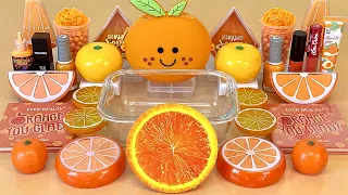 ORANGE SLIME 🍊 Fruit season. Series # 4. Mix cosmetics with slime. Satisfying slime.