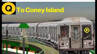 OpenBVE (Q) 57th Street-7th Avenue To Coney Island (R40 Slant)(2000s)