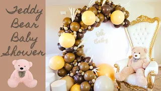 Teddy Bear Themed Baby Shower | How to Make A Neutral Color Balloon Garland | Tutorial | DIY