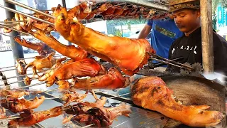 Top Street Food In Phnom Penh! Crispy Whole Pork Legs and Roasted Ducks - Cambodian Street Food