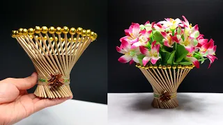 Ide Kreatif Vas bunga dari Tusuk Sate / Bamboo stick flower vase