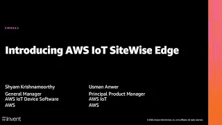 AWS re:Invent 2020: Introducing AWS IoT SiteWise Edge