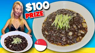 $100 PRIZE BLACK BEAN NOODLE CHALLENGE IN SINGAPORE!! #RainaisCrazy