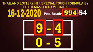 16-12-2020 Thailand Lottery HTF Special Touch Formula BY Lotto Master Game Trick