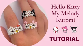 Beaded Hello Kitty Ring Tutorials | Hello Kitty, My Melody, Kuromi | RingsbyChessa