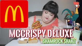 McDonald's McCrispy Deluxe Chicken Sandwich With Shamrock Shake Mukbang