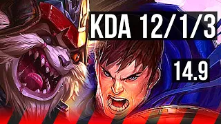 KLED vs GAREN (TOP) | 12/1/3, Quadra, Legendary | BR Master | 14.9