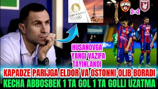 TEZKOR! KAPADZE PARIJGA ELDOR VA OSTONNI OLIB BORADI : KECHA ABBOSBEK 1 TA GOL 1TA GOLLI UZATMA