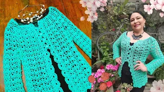 INCREIBLE! TEJE SUPER FACIL Y RAPIDO UNA  CHAQUETA CARDIGAN SUETER SACO A #crochet