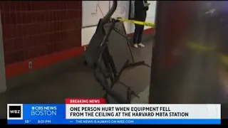 Woman hit by falling equipment at Harvard T station