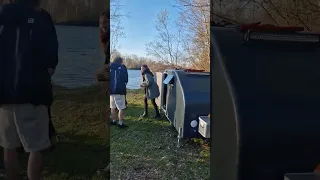 Friends are showing how much space a bike camper has!