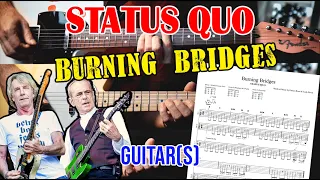 How To Play "BURNING BRIDGES" (by STATUS QUO) on Guitar(s) (Francis Rossi, Rick Parfitt) 4K