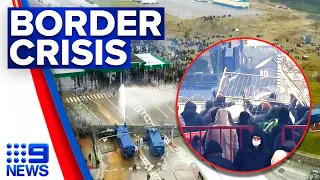 Polish forces tear-gas migrants crossing Belarus border | 9 News Australia