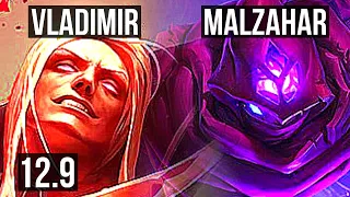 VLADIMIR vs MALZAHAR (MID) | 13/0/3, Legendary, 300+ games | NA Diamond | 12.9
