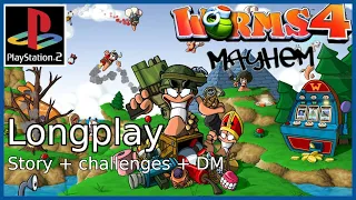 [PS2] Worms 4: Mayhem! - Longplay (Story + Challenges + DM)