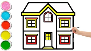 Simple Two storey house Drawing, Painting & Coloring For Kids and Toddlers  | drawing for kids