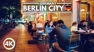 Night Walk in Berlin Germany at Friedrichshain-Kreuzberg, Binaural Walking in 4K