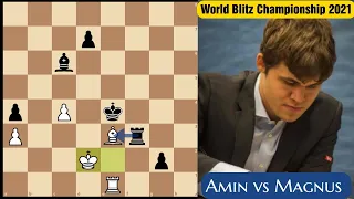 Carlsen Sac his Rook and Won | Amin vs Magnus | FIDE World Blitz Chess Championship 2021