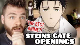 First Time Reacting to "STEINS GATE Openings & Endings (1-4)" | Non Anime Fan!