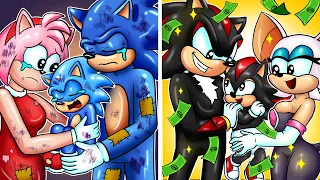 POOR Sonic/Amy vs RICH Shadow/Rouge - Where's The Real Happy Family? | Poor Sonic's Life