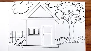 How to draw easy scenery drawing | beautiful scenery drawing