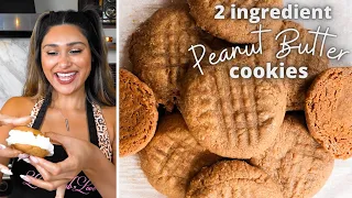 2 INGREDIENT COOKIES! How to Make Keto Peanut Butter Cookies
