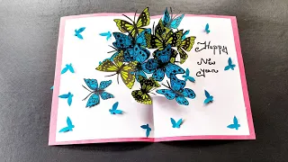 How to Make a Beautiful Butterfly Pop Up Happy New Year Card in 2023