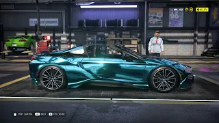 Need For Speed Heat - 2018 BMW i8 Roadster - Car Show Speed Jump Crash Test . 1440p 60fps.